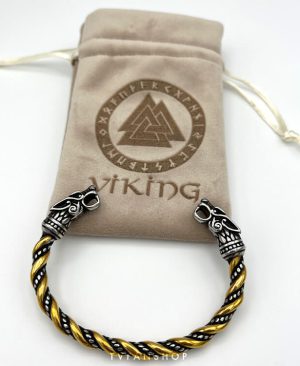 دستبند Vikings دو سر اژدها طلایی